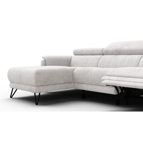 Canapé D'angle 4 Places Roden Avec Relax, Tissu Crème