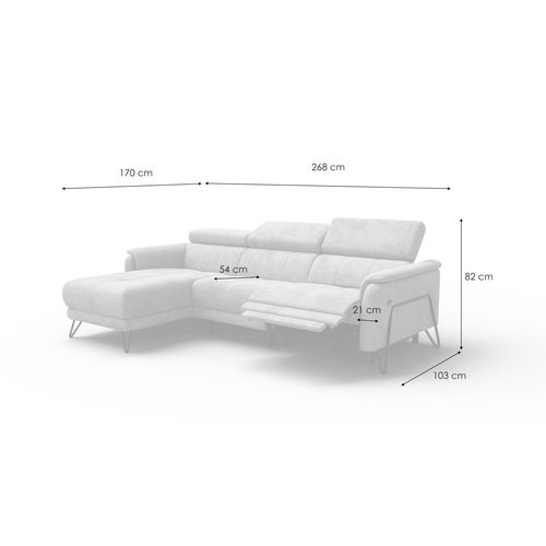 Canapé D'angle 4 Places Roden Avec Relax, Tissu Olive