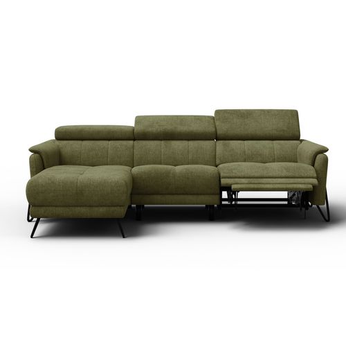 Canapé D'angle 4 Places Roden Avec Relax, Tissu Olive