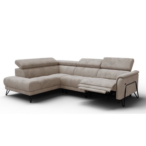 Canapé D'angle 5 Places Roden Avec Relax, Tissu Beige