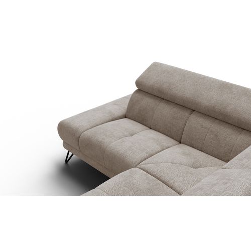 Canapé D'angle 5 Places Roden Avec Relax, Tissu Beige