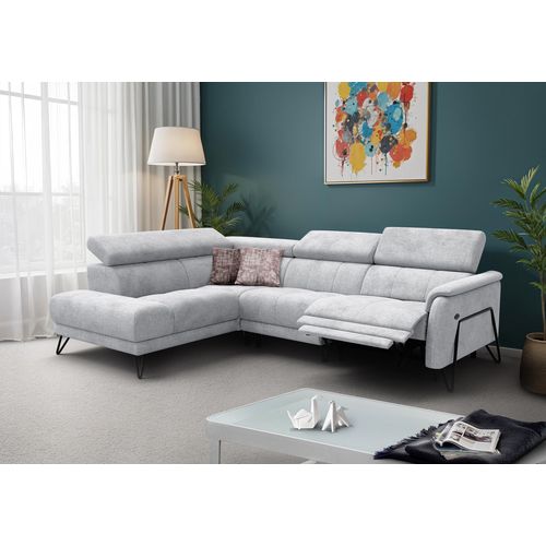 Canapé D'angle 5 Places Roden Avec Relax, Tissu Gris Clair