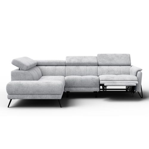 Canapé D'angle 5 Places Roden Avec Relax, Tissu Gris Clair