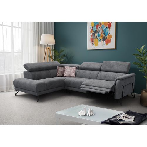 Canapé D'angle 5 Places Roden Avec Relax, Tissu Gris Foncé