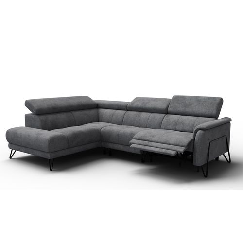 Canapé D'angle 5 Places Roden Avec Relax, Tissu Gris Foncé