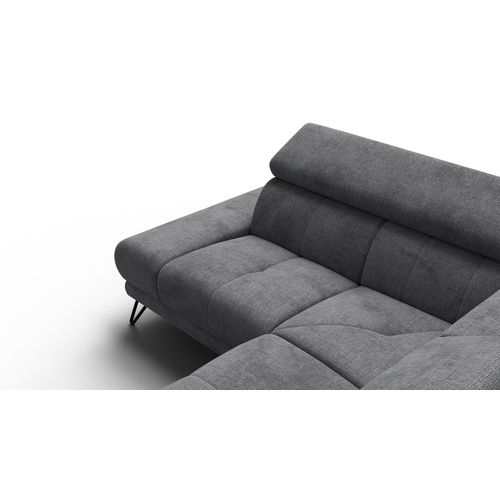 Canapé D'angle 5 Places Roden Avec Relax, Tissu Gris Foncé