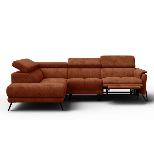 Canapé D'angle 5 Places Roden Avec Relax, Tissu Orange Foncé