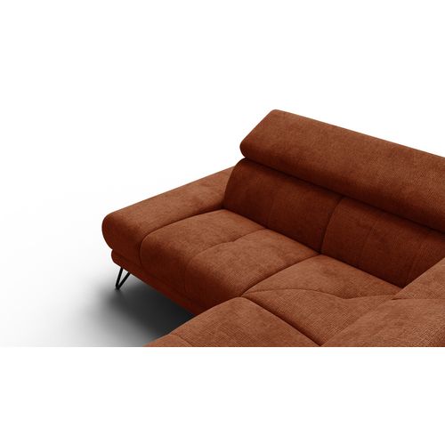 Canapé D'angle 5 Places Roden Avec Relax, Tissu Orange Foncé