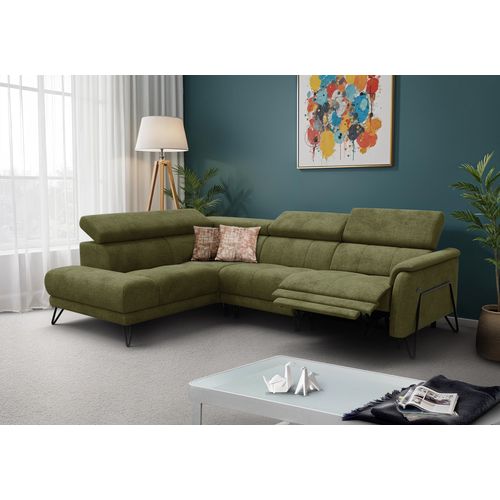 Canapé D'angle 5 Places Roden Avec Relax, Tissu Olive