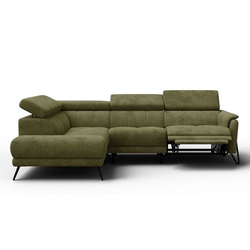 Canapé D'angle 5 Places Roden Avec Relax, Tissu Olive