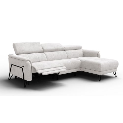 Canapé D'angle 4 Places Roden Avec Relax, Tissu Crème