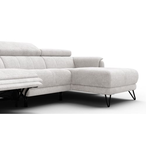 Canapé D'angle 4 Places Roden Avec Relax, Tissu Crème