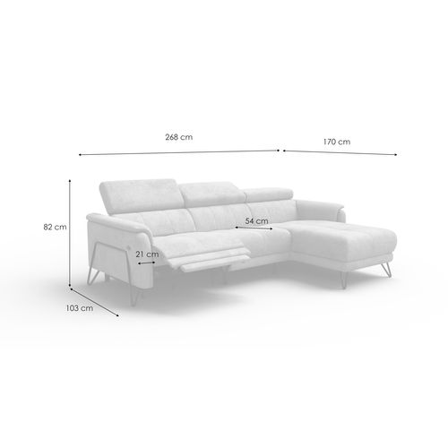 Canapé D'angle 4 Places Roden Avec Relax, Tissu Beige