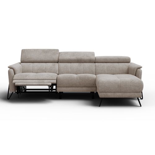 Canapé D'angle 4 Places Roden Avec Relax, Tissu Beige