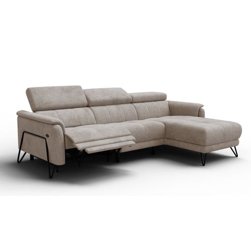 Canapé D'angle 4 Places Roden Avec Relax, Tissu Beige