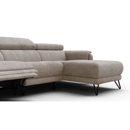 Canapé D'angle 4 Places Roden Avec Relax, Tissu Beige