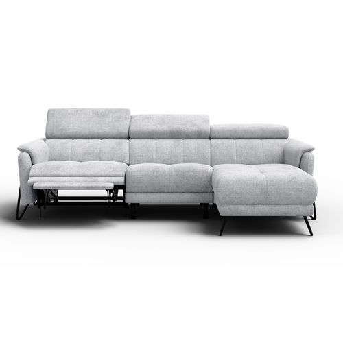 Canapé D'angle 4 Places Roden Avec Relax, Tissu Gris Clair