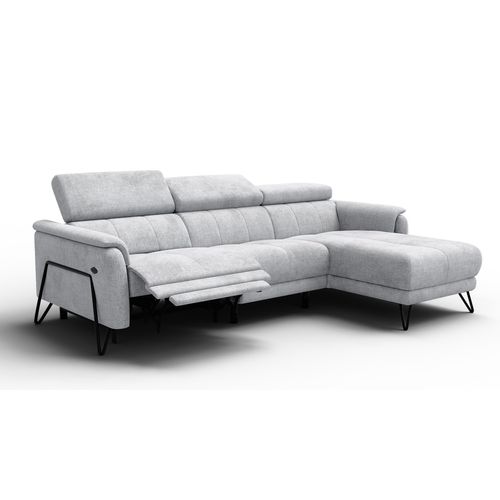 Canapé D'angle 4 Places Roden Avec Relax, Tissu Gris Clair