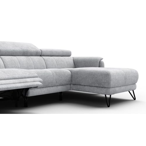 Canapé D'angle 4 Places Roden Avec Relax, Tissu Gris Clair