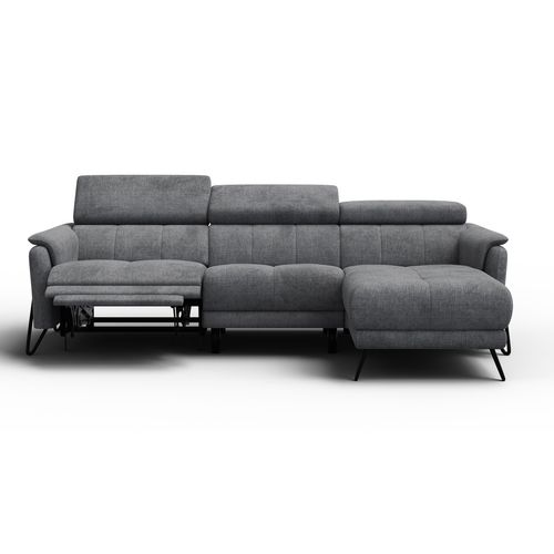 Canapé D'angle 4 Places Roden Avec Relax, Tissu Gris Foncé