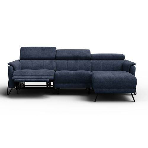 Canapé D'angle 4 Places Roden Avec Relax, Tissu Bleu Marine