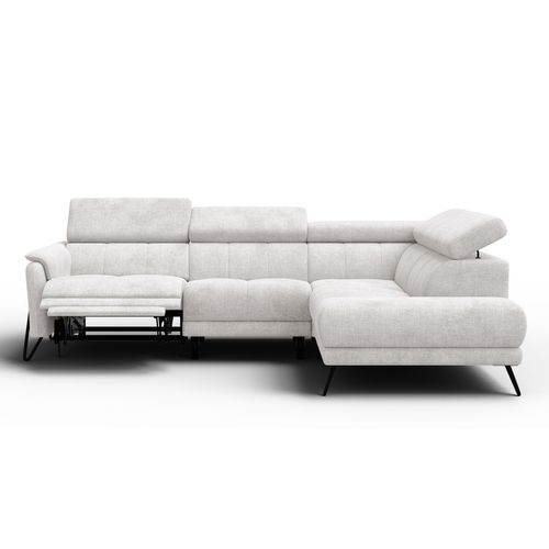 Canapé D'angle 5 Places Roden Avec Relax, Tissu Crème