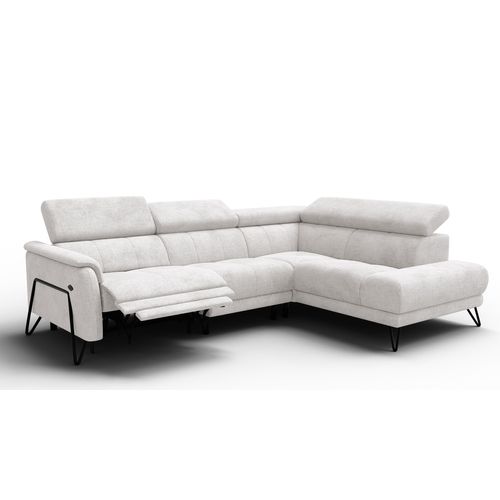 Canapé D'angle 5 Places Roden Avec Relax, Tissu Crème