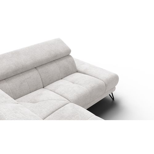 Canapé D'angle 5 Places Roden Avec Relax, Tissu Crème