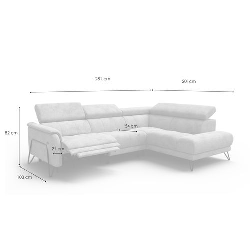 Canapé D'angle 5 Places Roden Avec Relax, Tissu Beige