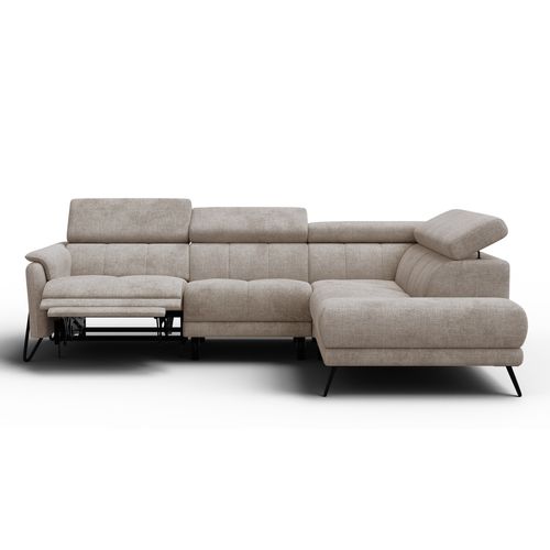 Canapé D'angle 5 Places Roden Avec Relax, Tissu Beige