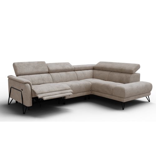 Canapé D'angle 5 Places Roden Avec Relax, Tissu Beige