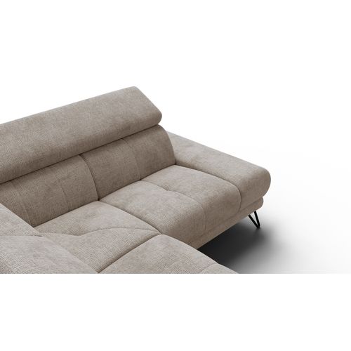 Canapé D'angle 5 Places Roden Avec Relax, Tissu Beige