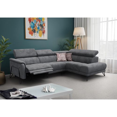 Canapé D'angle 5 Places Roden Avec Relax, Tissu Gris Foncé