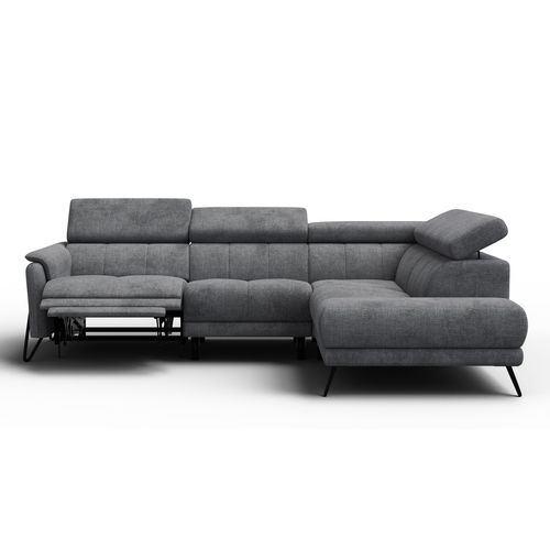 Canapé D'angle 5 Places Roden Avec Relax, Tissu Gris Foncé