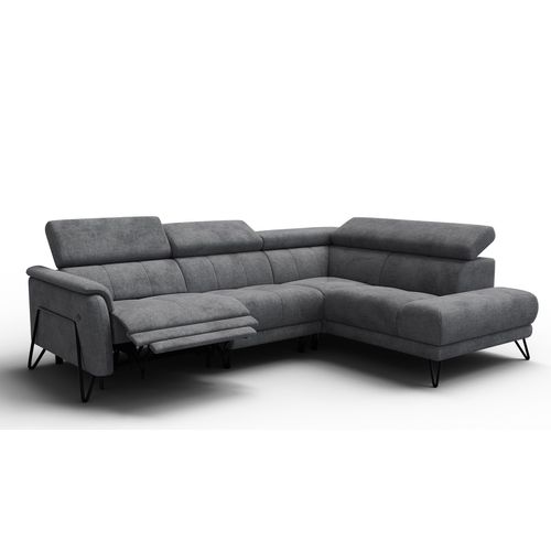 Canapé D'angle 5 Places Roden Avec Relax, Tissu Gris Foncé