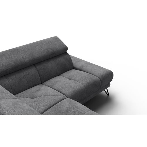 Canapé D'angle 5 Places Roden Avec Relax, Tissu Gris Foncé