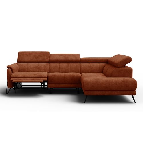 Canapé D'angle 5 Places Roden Avec Relax, Tissu Orange Foncé