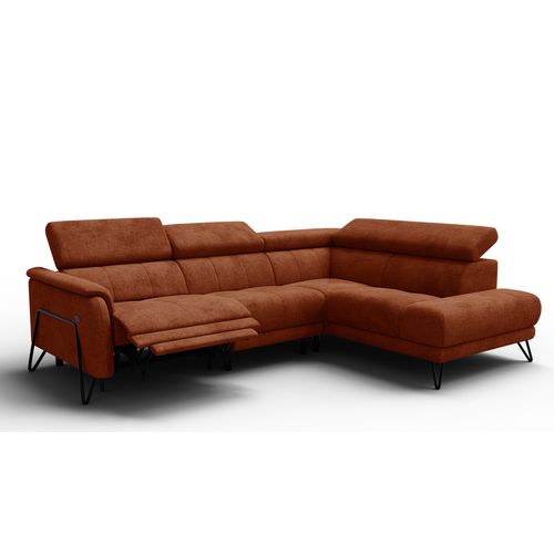 Canapé D'angle 5 Places Roden Avec Relax, Tissu Orange Foncé