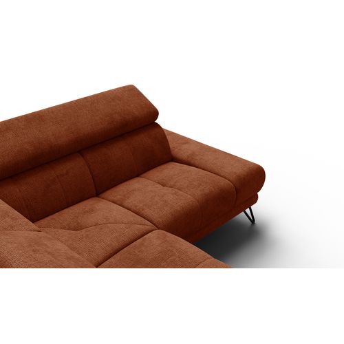 Canapé D'angle 5 Places Roden Avec Relax, Tissu Orange Foncé