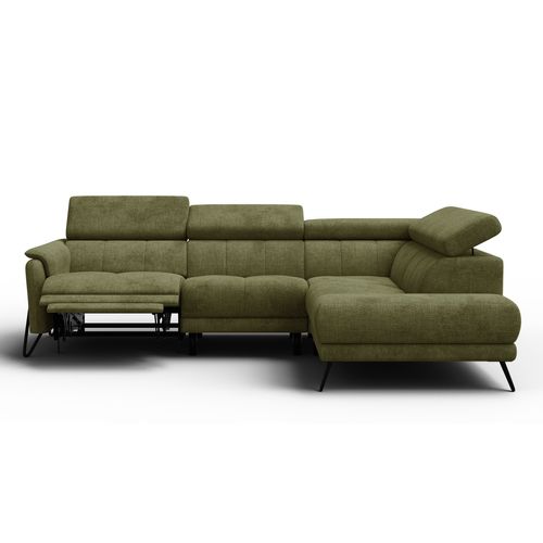 Canapé D'angle 5 Places Roden Avec Relax, Tissu Olive