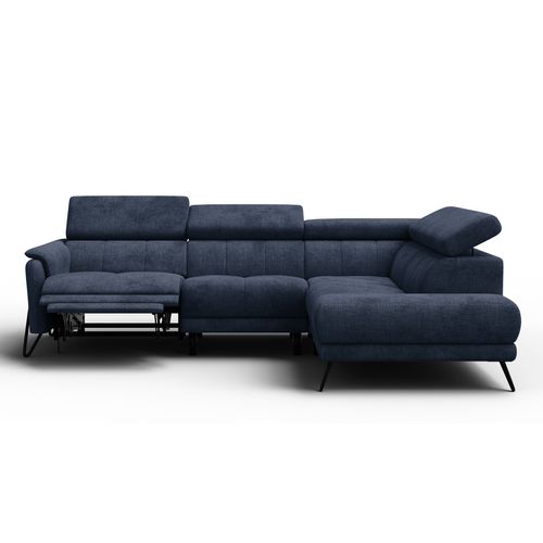 Canapé D'angle 5 Places Roden Avec Relax, Tissu Bleu Marine