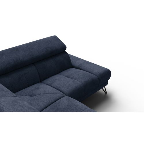 Canapé D'angle 5 Places Roden Avec Relax, Tissu Bleu Marine