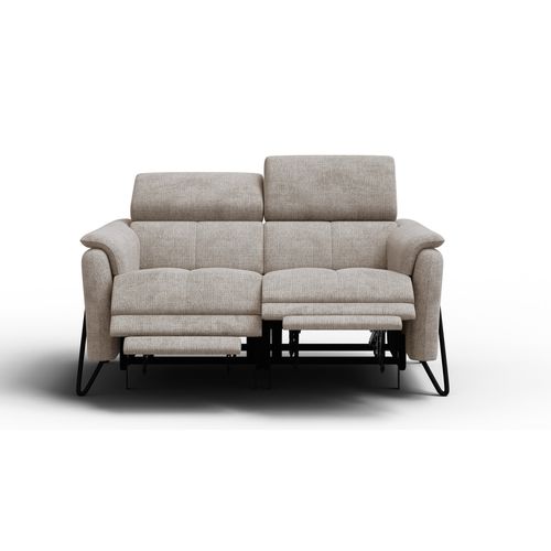 Canapé Roden 2 Places Avec 2 Relax, Tissu Beige