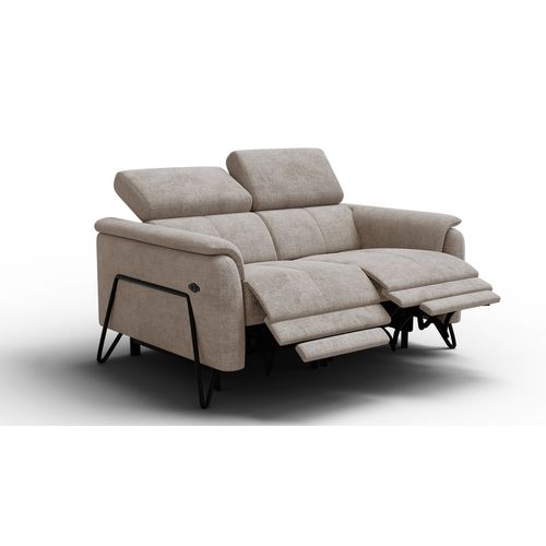 Canapé Roden 2 Places Avec 2 Relax, Tissu Beige
