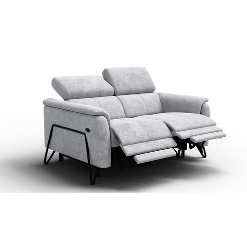 Canapé Roden 2 Places Avec 2 Relax, Tissu Gris Clair