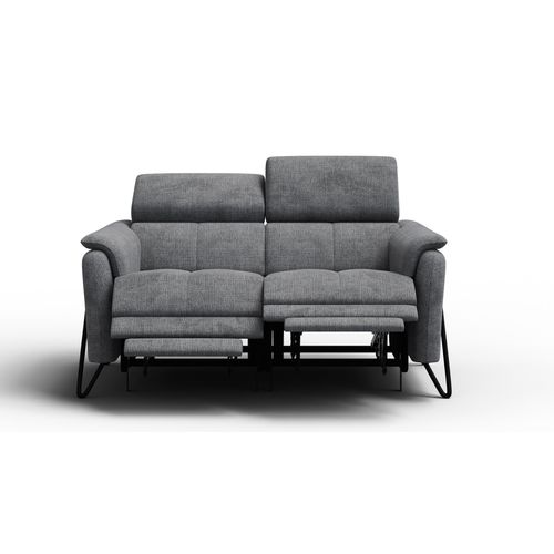 Canapé Roden 2 Places Avec 2 Relax, Tissu Gris Foncé