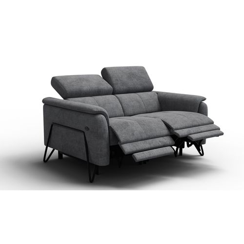 Canapé Roden 2 Places Avec 2 Relax, Tissu Gris Foncé