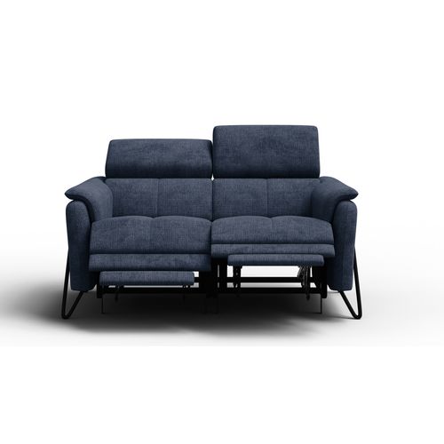 Canapé Roden 2 Places Avec 2 Relax, Tissu Bleu Marine