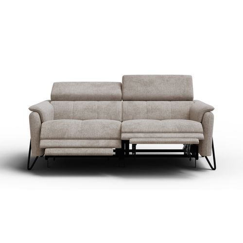 Canapé Roden 3 Places Avec 2 Relax, Tissu Beige