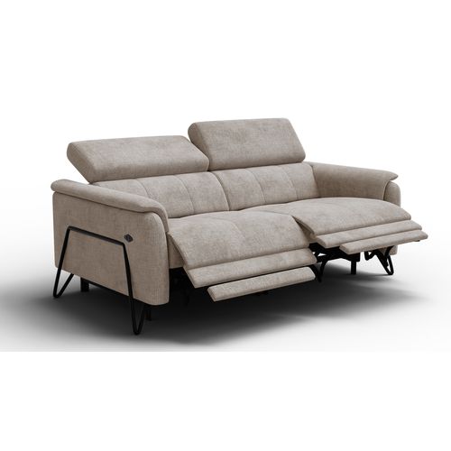 Canapé Roden 3 Places Avec 2 Relax, Tissu Beige